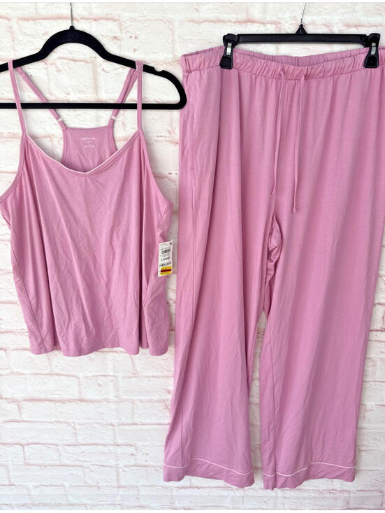 Macy's Other - Pink State of the Day Macy's Pajama Set Tank Top Long Pant NWT Large L